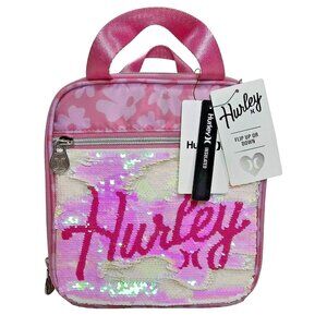 Hurley Lunch Bag Box Hot Cold Insulated - Flip Sequins 9x8x4" Pink Floral
